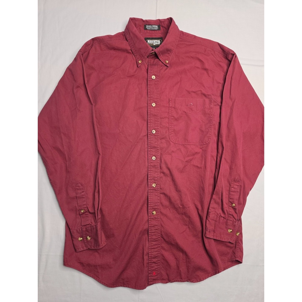 Vintage Resistol Rodeo Gear Shirt Men Medium Maroon 30X Hill Country Button-Down